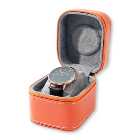 Lezalic 腕時計 ケース 四角 1本 収納 ウォッチ ボックス レザー 時計 携帯 旅行 出張 持ち運び 保護 化粧箱 (オレンジ)