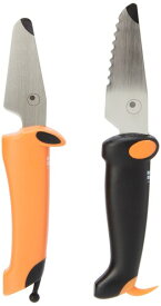 (Set of 2 Knives (1 x Straight & 1 x Serrated)) - Kuhn Rikon kinderkitchen Children's Dog Knife Set, Black/Orange