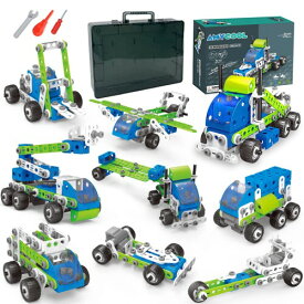 AMYCOOL 175PCS 組み立て車おもちゃ 18-IN-1 ねじ工具セット知育玩具 12種DIY ドライバー 工具セット変形車 子供 誕生日 クリスマス ギフトこどもの日 収納ボックス 安全認証