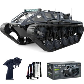 Ritaosan キャタピラー ラジコンカー 子供向け 人気 オフロード ラジコン RCタンク 27CM 高速 装甲車 ハイスピード 戦車 2.4Ghz 360°回転 LED付き 開閉可能なドア 充電式 充電池2本付き 電動 おも