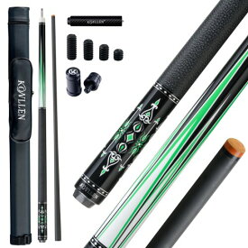 KONLLEN カーボンファイバープールキュースティック 58インチ 大人用 低偏向プールキュー ビリヤードキュー 12.5mmチップ付き