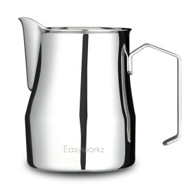Easyworkz ミルク ピッチャー ジャグ ステンレス鋼製 ラテアート コーヒー カップ 350ml シルバー