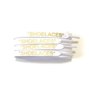 (KICKSROCK) CLASSIC FLAT SHOELACES (160cm, WHITE/GOLD LOGO)