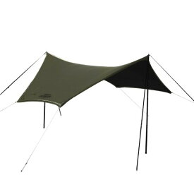 CAMVIL ZIP-TARP ジッパータープ 5m ブラックコーティング タープシェル対応 メッシュ＆サイドウォール拡張可 煙突口付き レクタ型・ヘキサ型2タイプ展開 収納バッグ付き (KHAKI, ヘキサ型タ