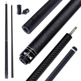 CRICAL カーボンファイバー ビリヤードキュー 58インチ 低偏差 12.5mmタップ 3/8×8ジョイント 牛革グリップ 19oz 固定ウエイト