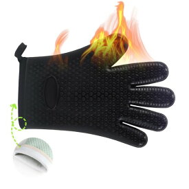JYLRX耐熱オーブンミトン シリコンミトン 耐熱グローブ オーブン手袋,耐熱 防水 滑り止め,シリコンキッチン手袋,電子レンジ調理、ケーキ焼き、バーベキューに適しています (ブラック)