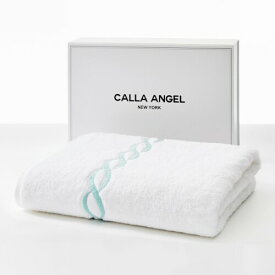 Calla Angel New York バスタオル 最上級 高級綿 エジプト綿100% 超厚手 大判 柔らかい 高吸水 白 海外 人気 ギフト 贈り物 箱入り ホワイト(ミントチェーン柄) 1枚