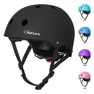 Nattork �q���p���]�ԃw�����b�g�X�|�[�c�w�����b�g �q���p ��l�p CPSC�K�i ASTM�K�i �y�� �ʋC ���]�� �ʊw �T�C�N�����O �o�C�N �w�����b�g ���[�f�B�Y �����Y (�u���b�N, S)