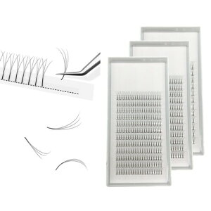 3 D܂iPremade Fansj3 3D܂GNXe C/DJ[ 0.07/0.10mm8-15mm}cGN ɍׂŌyĒRȎdオ 3D Long Stem Eyelashes Extensions 3 Boxes (C-0.07mm, ubN8mmx3)