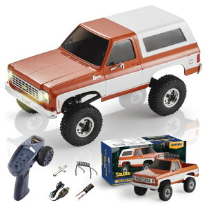FMS 1/24�X�P�[��RC�N���[���[ ���W�R�� Chevy K5 Blazer �Ԑ������C�Z���XFCX24 RTR8km/h MAX���xLED���C�g�z�r�[�O���[�h RC�I�t���[�h�g���b�N�����[�g�R���g���[���J�[(�I�����W)FMS12403RTROR