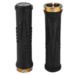 WFS Volatus Single Lock-on Grips for Mountain Bikes, Road, City Bike, 33mm OD for Soft Comfortable Ergonomic, Anti-Slip 22mm ID Locking Handlebar Grips for MTB, 1 Pair, Black w/Brown