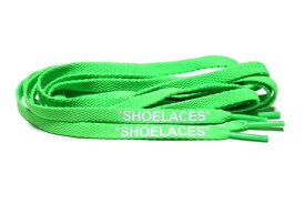 (BlackWorks) SHOELACES シューレース 左右1set 15色 120cm 140cm 160cm フラットタイプ 靴紐 平紐 スニーカーカスタム (140cm, グリーン × ホワイト)