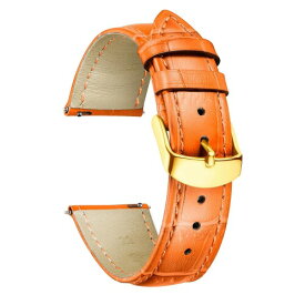 (BINLUN) レザー腕時計バンド本物のカーフスキン交換用ウォッチストラップ クイックリリース本革時計ベルトワニ革模様10色13サイズ男性用女性用 G-オレンジ 13mm