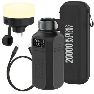 Superway ���A�E�g�h�A�p���[�o���N 20000mAh�|�[�^�u���[�d�� LED�����^���t�� PD 22.5W�}���[�d�Ή� IP68�h���h�o�ϏՌ� �L�����v�E�n�C�L���O�E�g���x�������iBlack�j