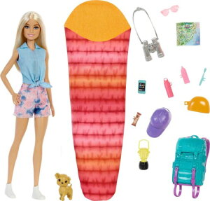 Barbie It Takes Two �gMalibu�h Camping Doll (11.5 in Blonde) with Pet Puppy, Backpack, Sleeping Bag & 10 Camping Accessories, Gift for 3 to 7 Year Olds