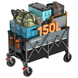 Raynesys �L�����[���S�� ��e��150L �ω׏d150kg �u���[�L�t�� �܂��ݎ� �L�����v�J�[�g �����^�b�`������ �����^�ѕ֗� �R���p�N�g �������[ �É� �X�`�[���t���[�� ���n�`�Ή� �L�����v