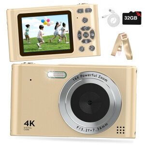 デジタルカメラ デジカメ 4800万画素 トイカメラ キッズカメラ 1080P動画撮影 16倍ズーム 手振れ補正 セルフタイマー 連写 ミニカメラ 軽量 学生 修学旅行 撮影初心者向け 32Gカード付属 (ゴ