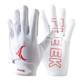 FLEEK EXTRA-FIT GLOVES 2.0 ホワイト・クリムゾンレッド アメリカンフットボール 進化グリップ 高フィット感 アメリカンフットボール用 白赤 (XL)