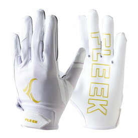 FLEEK EXTRA-FIT GLOVES 2.0 ホワイト・メタリックゴールド アメリカンフットボール 進化グリップ 高フィット感 アメリカンフットボール用 白金 (XL)
