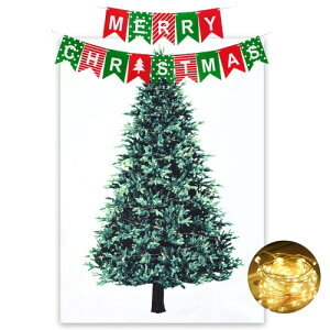 �N���X�}�X�c���[ �^�y�X�g���[ 150x100 cm & Merry Christmas �K�[�����h & 30LED���C�g �Z�b�g ���t���c�[���t�� �ȃX�y�[�X �Ǌ|�� Xmas decoration Christmas tree �N���X�}�X ���� �C���X�^�f��