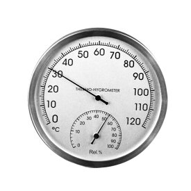 ziyue サウナ 温湿度計 温度計 湿度計 耐熱 耐湿 見やすい 壁掛け式 高精度 防水 変形しにくい アルミ合金製 室内 室外 湿度計付き温度計 (10～120°C /0％～100％) (B:silvery)