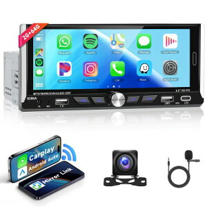 Hodozzy 2G+64G 1DinlԂ̓ Carplay Ԃ̃XeI̒P̌ 6.9 C`̃^b`ʎԂ̃WI Bluetooth  1 ̌ GPS  Navi Wifi ̃obNAbv J Type-C/USB/AUX t