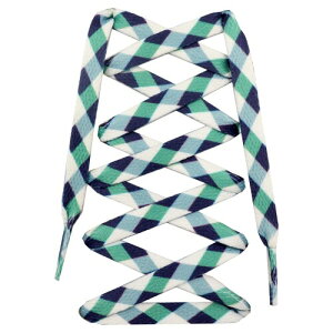 (Teeoff) Flat Printed Shoelaces Shoe Laces for Sneakers �t���b�g�v�����g�C�Ђ��A�X�j�[�J�[�p�V���[���[�X�A�f�U�C�i�[Fun Shoestring (120 CM, Blue Plaid)