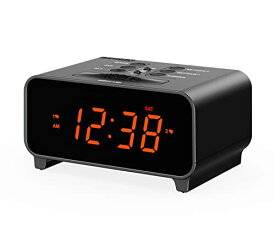 小型目覚まし時計、デュアルアラーム、4アラームウィークモード、スヌーズ、USBポート、自動＆手動調光、12/24Hr、ナイトライト、寝室用オレンジLEDディスプレイクロック iTOMA 213