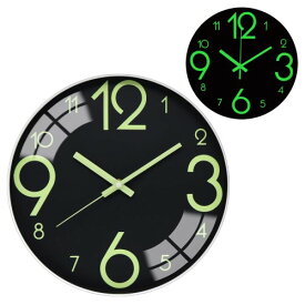 BECANOE 壁掛け時計 連続秒針 夜光 ブラック 北欧 掛け時計 静音 アラビア数字 電池式 装飾 雑貨 シンプル