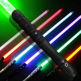 YDD セーバー ライトセーバー ジェダイ シス アルミ製柄 16色変化 LEDライトセイバー 激しい戦いが可能 大人用 (ブラック柄RGBブレード)