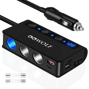 OOWOLF VK[\Pbg 3A 180W USB×4|[g 12-24VԑΉ }[d  J[`[W[ ƗXCb` d LED d\Pbg  z ubN