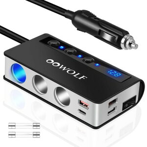 OOWOLF VK[\Pbg 3A 180W USB×4|[g 12-24VԑΉ }[d  J[`[W[ ƗXCb` d LED d\Pbg  z O[