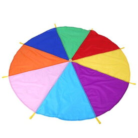 プレイパラシュート 虹柄 傘 プレイマット 2m スポーツ キッズ 子供 おもちゃ 遊びマット ハンドル付き 屋外ゲーム 持ち運び マット 協力ゲーム 6歳以上