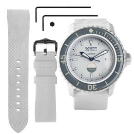 (Ocdin) 22mm 腕時計ストラップ 交換用 Blancpain X Swatch用 六角スパナ付き クイックリリースシリコン腕時計バンド Bioceramic SCUBA Fifty Fathoms対応 (22mm ホワイト)