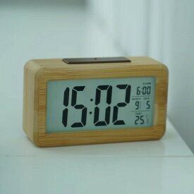 DEMI LOUS. 置き時計 おしゃれ インテリア 置時計 小さい デジタル 電池式 持ち運び便利 目覚まし時計 かわいい 天然木製 LEDバックライト付き 暗くと優しく光る機能 光センサー付き 大音量