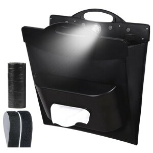 AFBO (アフボ) 車 ゴミ箱 ティッシュケース LEDライト ティッシュ スリム 倒れない マグネット固定 折り畳み式 PU製 防水 ゴミ袋付き ブラック