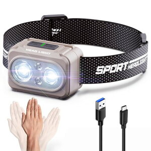 Tebool �w�b�h���C�g Type-C�[�d�� ��e��1200mAh ���P�x LED 600���[���� ��U��Z���T�[�@�\�t�� 6��_�����[�h �ԁ������C�g SOS�_�� ���ɂ� �w�b�h�����v �h���h�o 60°�p�x������ ��ނ� ��