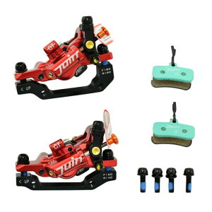 JUIN TECH GT-P 4 Pistons Road CX Hydraulic Disc Brake Caliper Set (F+R), Red, JT2411