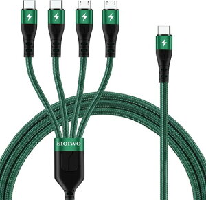 SIQIWO USB C - }`[dP[u (3A 1.2M 2pbN) iCґg^CvC - 4 in 1[dR[h 2}CNUSB/2^CvCRlN^tAΉiPhone 17/16/15 Pro/Xiaomi/Huawei/Fujitsu/Samsung Galaxy/LG/HTC/TabS