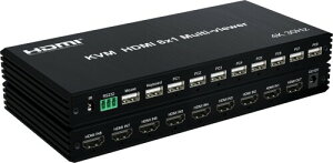 KVM HDMI 8x1 �}���`�r���[�� 4K@30Hz�bUSB �L�[�{�[�h�R���g���[���t8�|�[�gHDMI�X�C�b�`�bPC/PS5/Xbox�p8��ʃX�v���b�^�bIR & RS232�Ή��b340MHz�ш敝�b��c��/�X�^�W�I