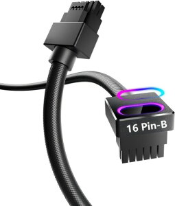 AsiaHorse Hydrus 16�s�� GPU�p�X���[�u�P�[�u�� GPU�pPC�d�� �����P�[�u�� (18 AWG�����\���R�A) 30CM 1�{��8�s�� ���� 600W��16 AWG PC�d�����j�b�g�ɑΉ���Hydrus-16PIN-BLACK-B-JP