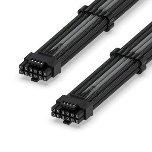 EZDIY-FAB 12VHPWR �d����p PSU�P�[�u�� �A16 �s�� (12+4) �I�X To 16 �s�� (12+4)�I�X Gen 5 �d�����j�b�g�p �P�[�u�� PCIe 5.0 �R�l�N�^�ARTX 3090Ti 4070Ti 4080 4090�p 16AWG 600W 60CM - �u���b�N�O���[