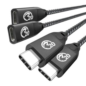 UseBean USB C延長ケーブル 0.3M (2本セット), 4K映像出力 USB-C 3.2 Gen2 20Gbps高速データ転送 PD 100W急速充電 USBC オス-メス タイプc延長コード iPhone 16 15, MacBook, iPad Pro, Dell XPS, Galaxy S25 S24, Steam Deck, Ni