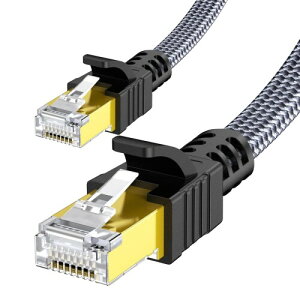 LANケーブル 1m Cat7 ウルトラフラットケーブル 10Gbps/600MHz 高速 CAT7準拠 爪折れ防止 屋外用 業務用 RJ45 イーサネットケーブル(ブラック)