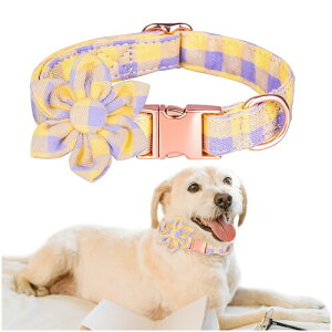 Kalevel 犬 首輪 おしゃれ 名前 猫 首輪 花柄 彫刻無料 安全バックル リボン セーフティ 頑丈 軽い 名前入り 電話番号 迷子札付き レーザー彫刻