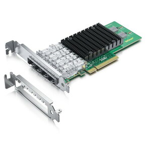 10Gtek 10G PCI-E NIC �l�b�g���[�N�J�[�h, Intel X710-DA4�݊�, Quad SFP+�|�[�g PCI Express �C�[�T�l�b�g LAN�A�_�v�^�[�T�|�[�gWindows Server/Linux/VMware, PCI-E3.0 X 8, PC�T�[�o�p