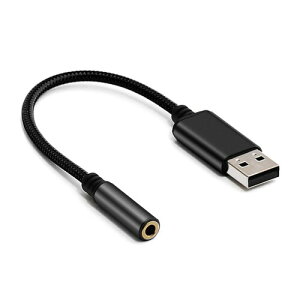 USB �I�[�f�B�I �ϊ��P�[�u�� USB�O�t���T�E���h�J�[�h USB2.0 �I�X to 3.5mm ���X �C���z���W���b�N 4�� TRRS 20cm Windows Mac OS Linux Chromebook PS4 PS5�ȂǂɑΉ� �u���b�N