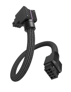 EZDIY-FAB UNIFAS PCIe 8�s��(6+2) GPU�p�d�������X���[�u�P�[�u�� 90�x 16AWG ARGB �W���^�C�v - �u���b�N