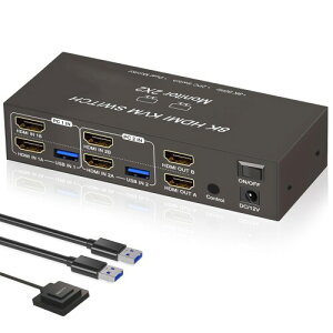 HDMI KVM ؑ֊ 2PC ؑ 2j^[ o SW220 XCb` 4K 60Hz fA HDMI XCb`[ USB 3.0 KVM ؑ֋@ L[{[h }EX v^[ XLi[L USB 2 4o E ݑΖ 