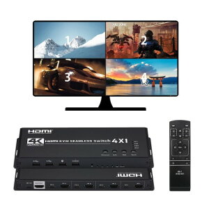 4K HDMI KVM ʕ 41o HDMI KVM ʕؑ֊ 4x1 4̃p\R𓯎ɋL hdmiʐ؂ւ 4ʓ\ Quad viewer V[X KVM XCb`[ PS4/PS5/ ĎJp iIR